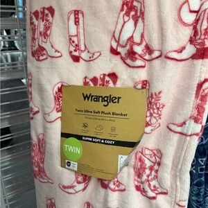 Wrangler Plush Blanket with pink  Boot Design